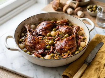 Recette Les cuisses de canard braisées aux olives