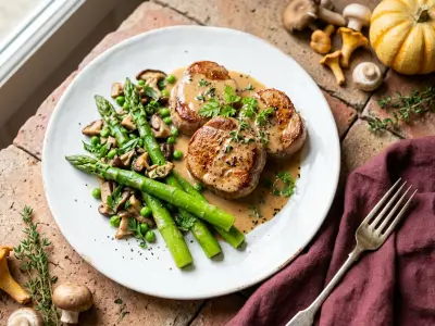 Recette Veal small Tournedos with green Asparagus