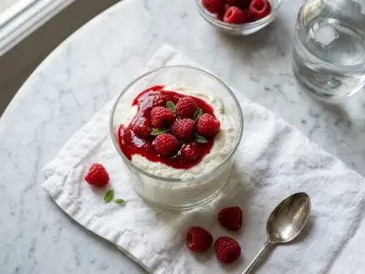 Recette Cream cheese mousse with raspberry coulis