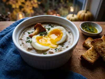 Recette Baked Eggs with Confit Gizzards and Chanterelles