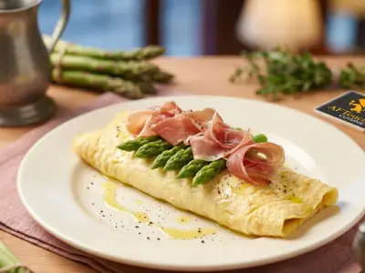 Recette Omelette aux fines asperges et jambon cru