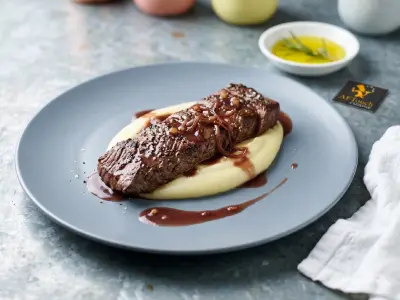 Recette Pan-seared beef skirt steak with grey shallots