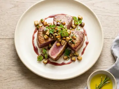 Recette Pan-Seared Tuna Steak with Cèpes
