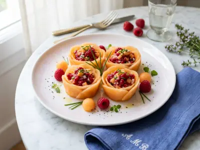 Recette Rosace de tartare de melon framboisine