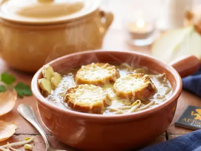 Recette Gratinéed Onion Soup with Bean Sprouts