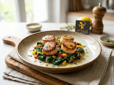 Recette St jacques en aillade de petits poivrons et verts de blettes