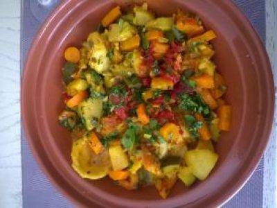 Recette Tagine de lotte épicée aux légumes