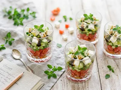 Recette Tartare de tomate, concombre et féta