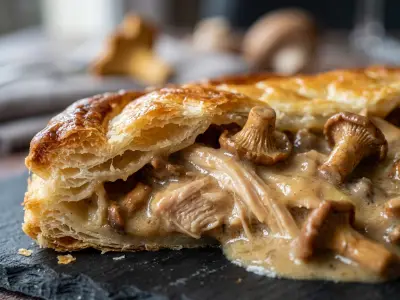 Recette Tourte ovalie de poulet fermier d'Auvergne aux girolles