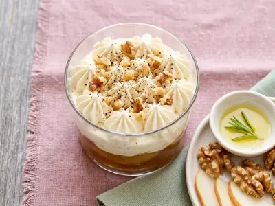 Recette Verrine poires roquefort et noix