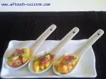 Mango & Parma Ham Spoons, golden and savory