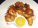 Veal Brain Fritots with Turmeric Sauce, crispy and golden