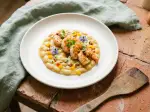 Soissons White Beans with Griddled Shrimp, convivial and delicious
