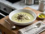 Celery Cream with Black Truffle Shavings, rich and satisfying