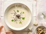 Celery Cream with Black Truffle Shavings, perfect for a family meal
