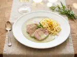 Langue de veau crème d'estragon frais, tendre et savoureuse
