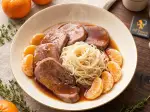 Langues d'agneau en gastrique de mandarines, fondante et parfumée