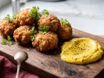 Veal Brain Fritots with Turmeric Sauce, great for sharing