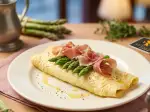 Photo recette Omelette aux fines asperges et jambon cru