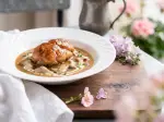 Braised Veal Sweetbreads with Oyster Mushrooms, perfect for a family meal