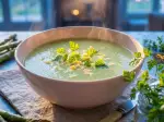 Velouté d'asperges vertes au crabe, parfait au quotidien