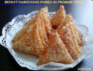 BRIWAT SAMOUSSAS SUCRES AU FROMAGE FRAIS.