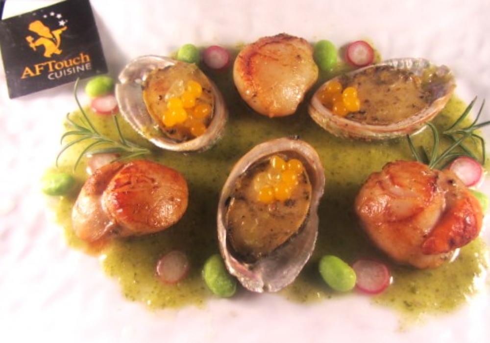 Recette st jacques de plongée, ormeaux crème cressonnière - Chef Patrick Asfaux