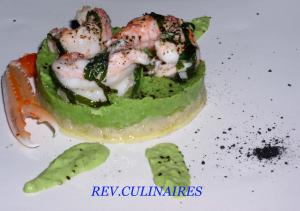 Langoustines crème de petits pois