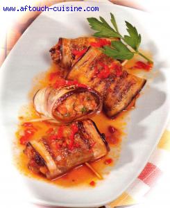 Rouleaux d'aubergines au boeuf haché