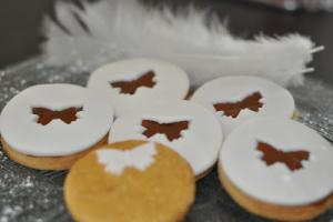 Sablés marshmallow et  confiture de lait.