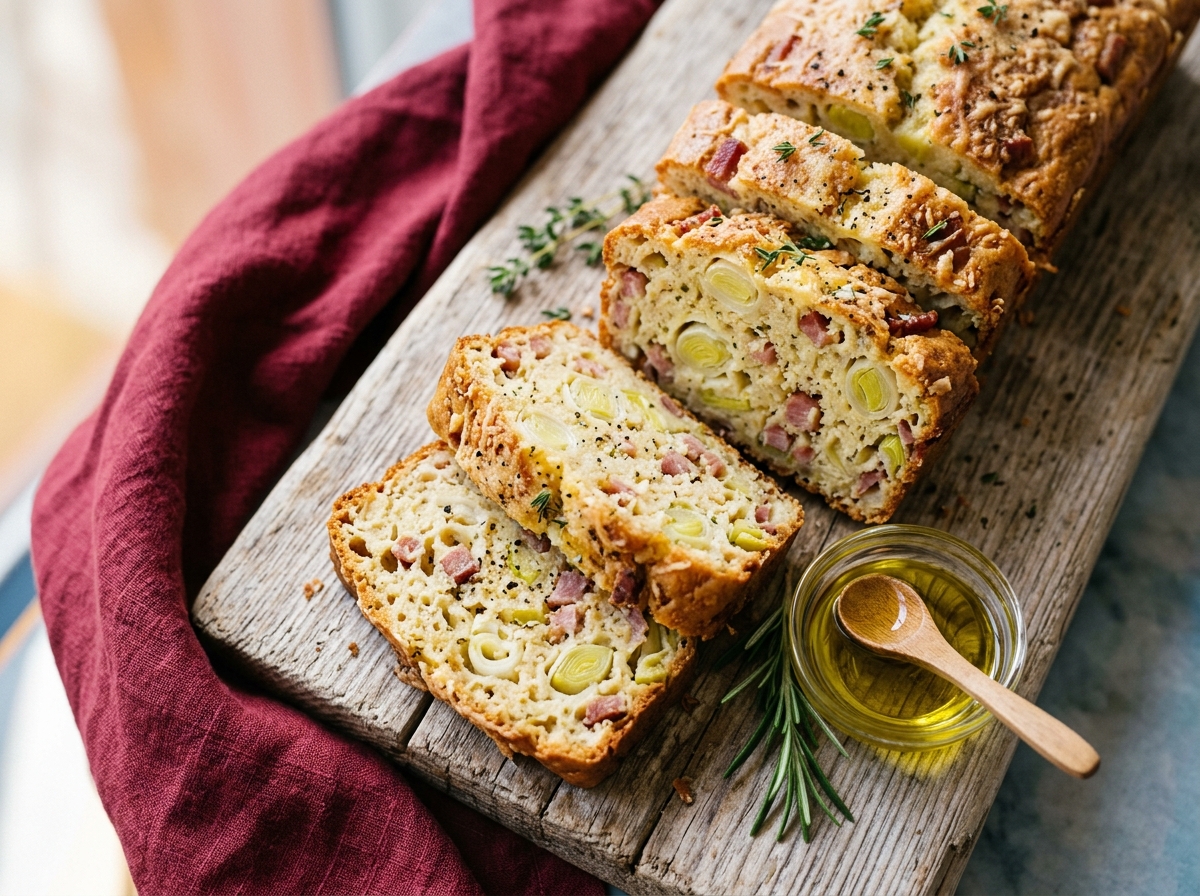 Cake aux poireaux et lardons