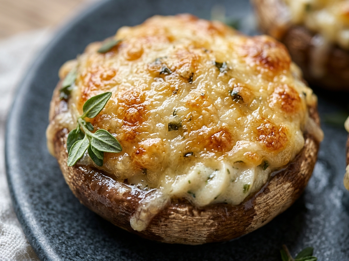 Champignons garnis gratinés