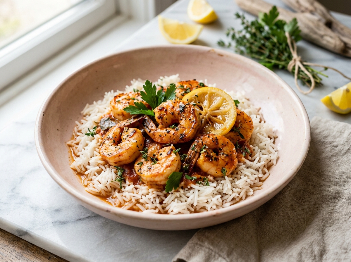 Crevettes ail et cumin