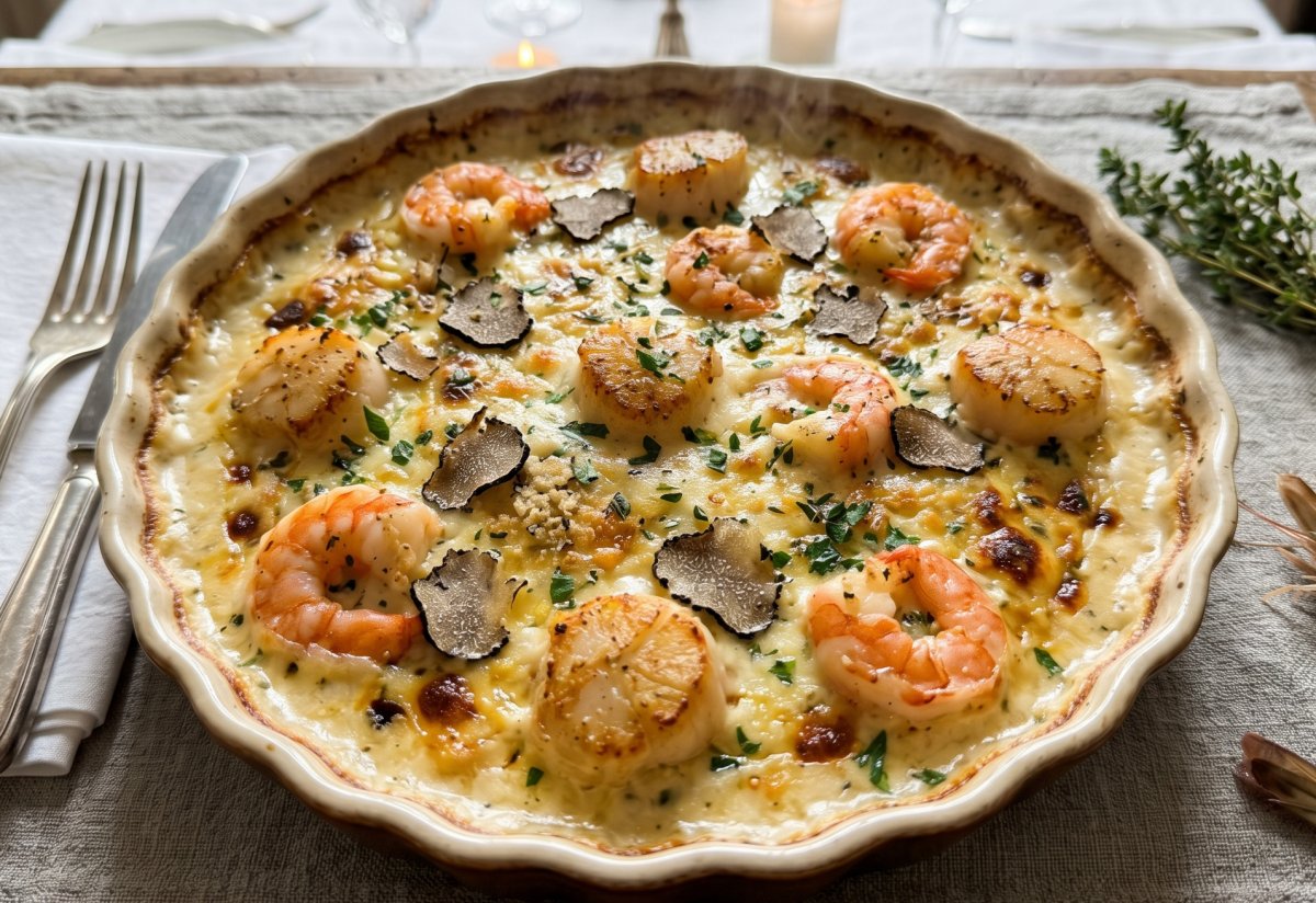 Gratin de St Jacques et gambas