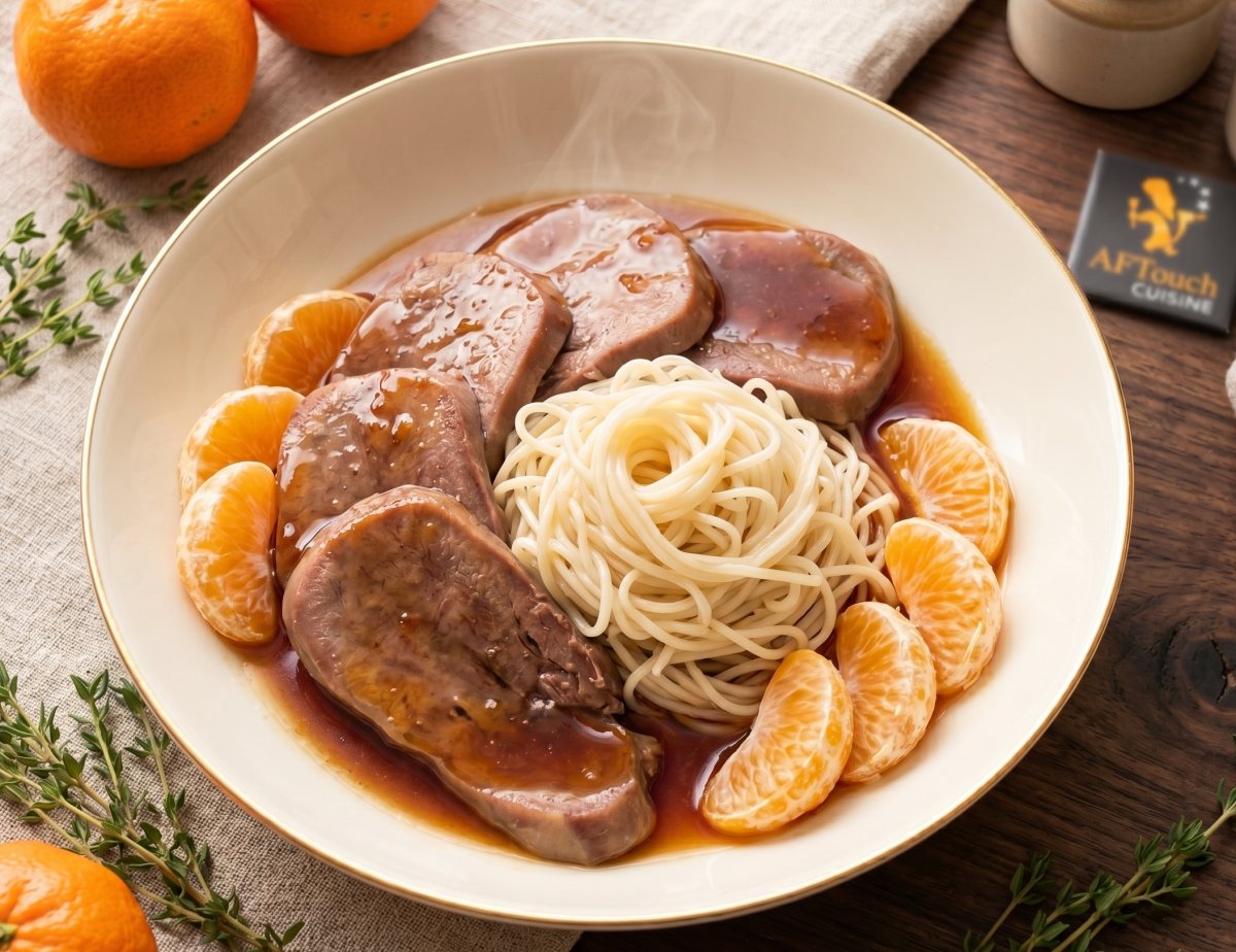 Langues d'agneau en gastrique de mandarines