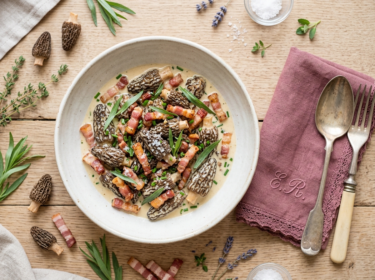 Lard fumé aux morilles