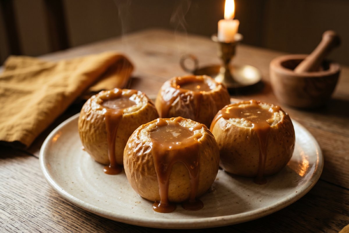 Pommes au four et sa sauce caramel au beurre salé
