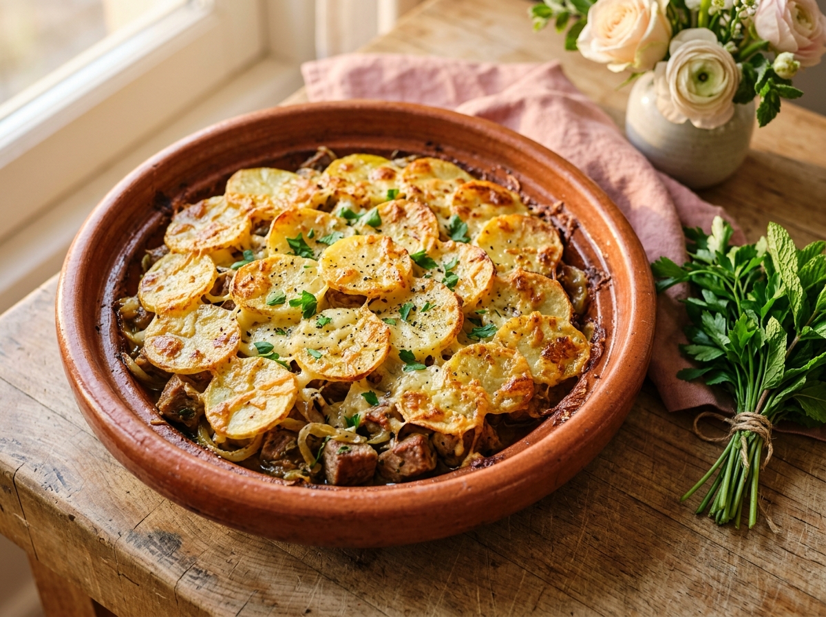 Tajine tunisien aux pommes de terre et viande