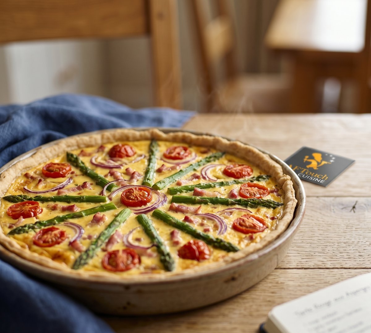 Tarte rouge aux asperges vertes