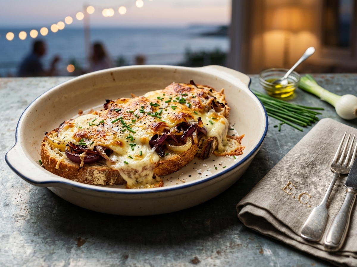 Tartines trois fromages oignons