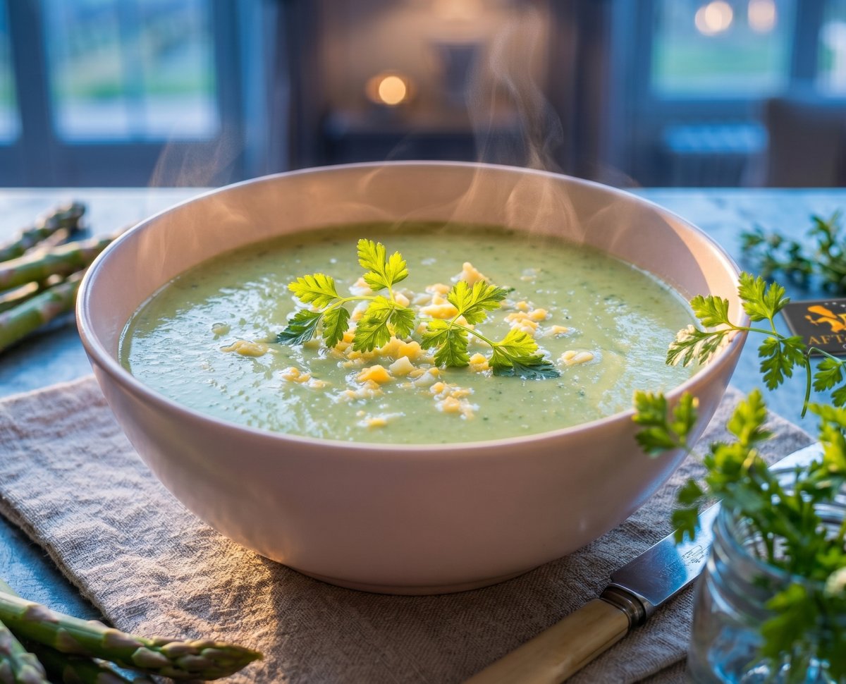 Velouté d'asperges vertes au crabe