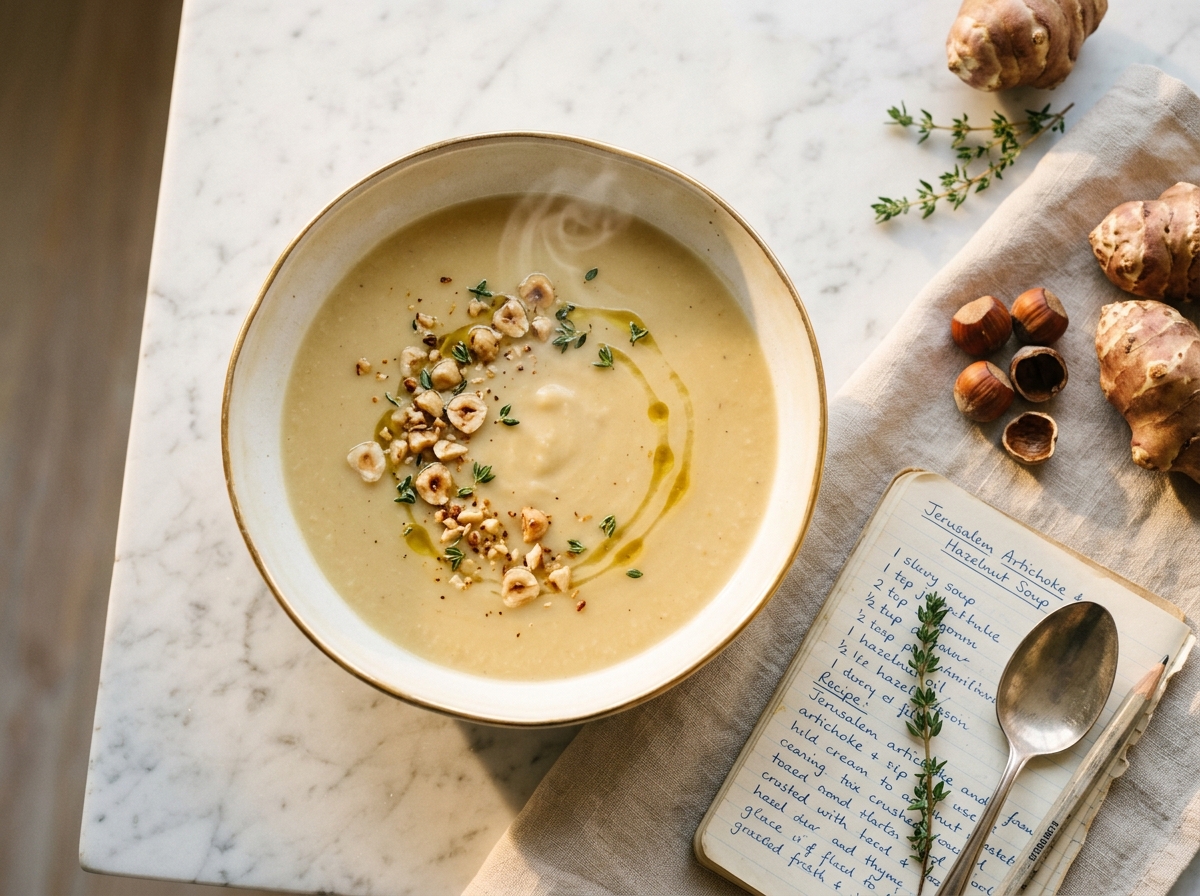 Velouté de topinambours aux noisettes